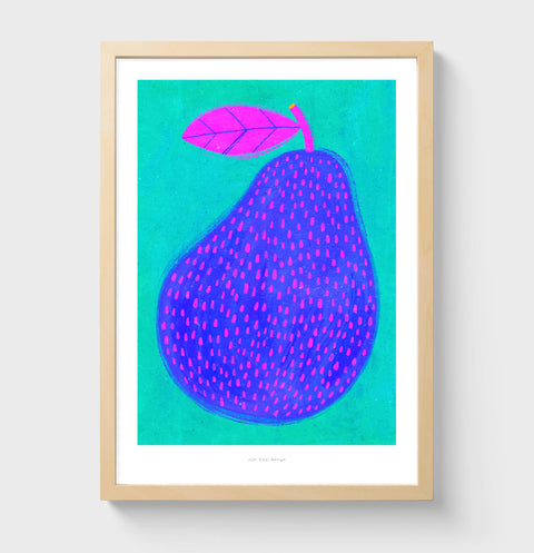Blue Pear – Bold Fruit Illustration Art Print