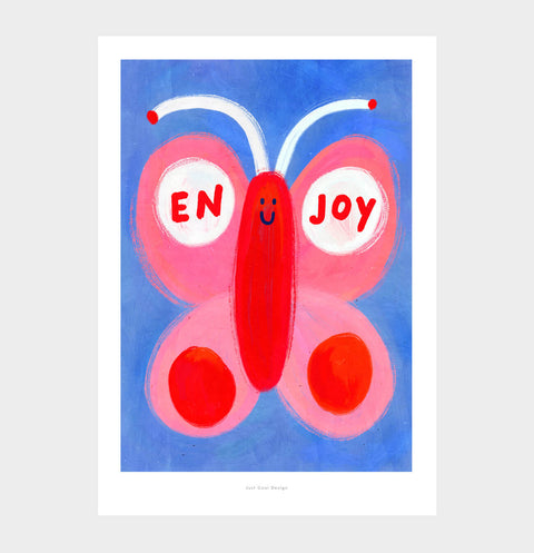 Enjoy – Smiling Butterfly Illustration Art Print