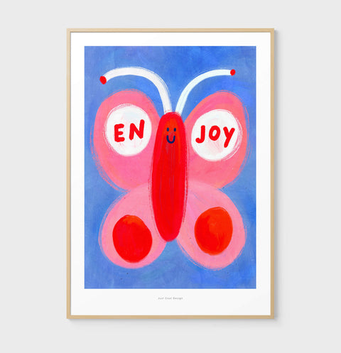 Enjoy – Smiling Butterfly Illustration Art Print