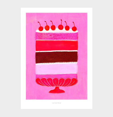 Cherry on Top – Cute Cake Food Illustration Art Print