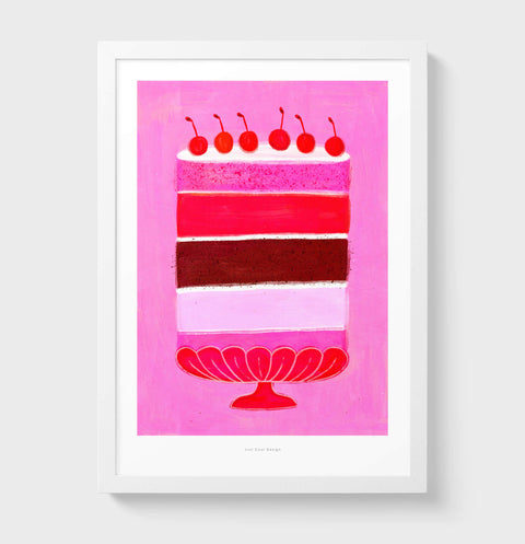 Cherry on Top – Cute Cake Food Illustration Art Print