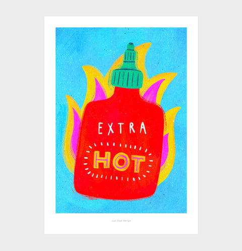 Extra Hot – Sriracha Sauce Food Illustration Art Print