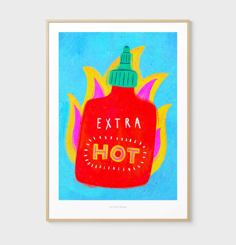 Extra Hot – Sriracha Sauce Food Illustration Art Print