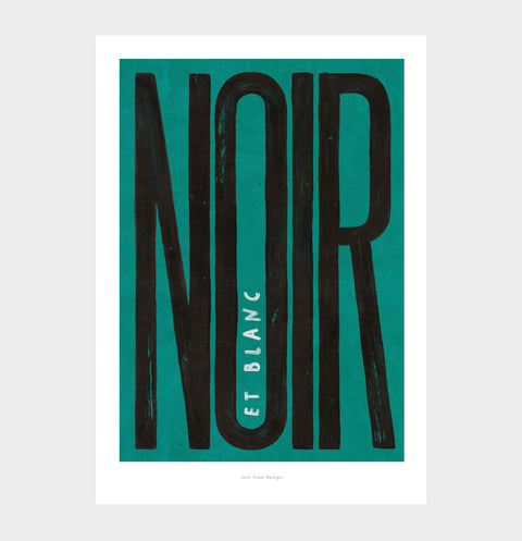 Noir et Blanc – Bold Typography Art Print (Mint Green Background)
