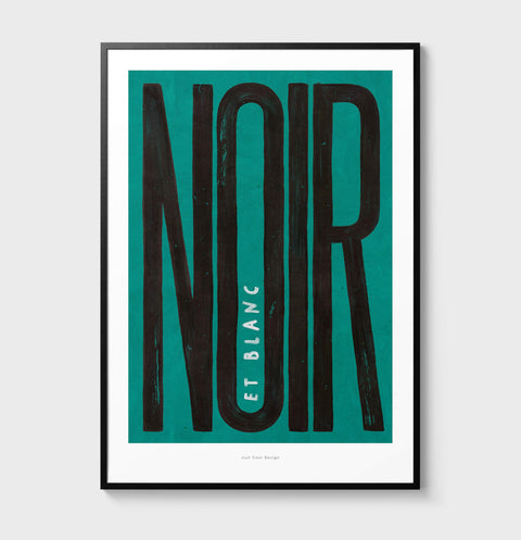 Noir et Blanc – Bold Typography Art Print (Mint Green Background)