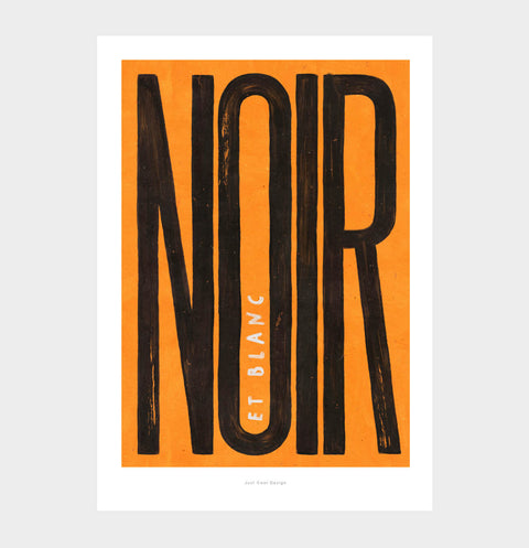 Noir et Blanc – Bold Typography Art Print (Yellow Background)