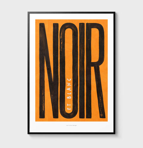 Noir et Blanc – Bold Typography Art Print (Yellow Background)