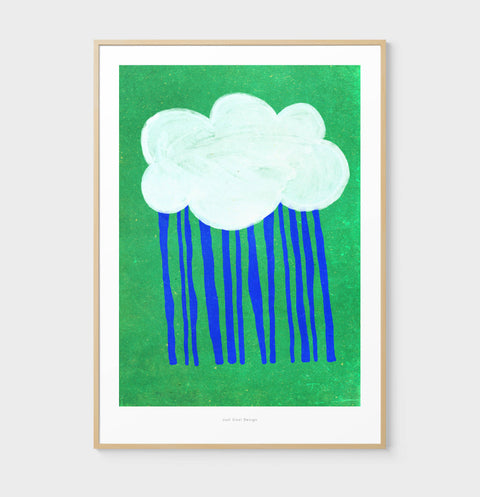 Blue Rain – Simple Cloud Illustration Art Print