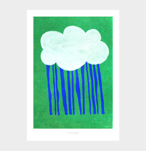 Blue Rain – Simple Cloud Illustration Art Print