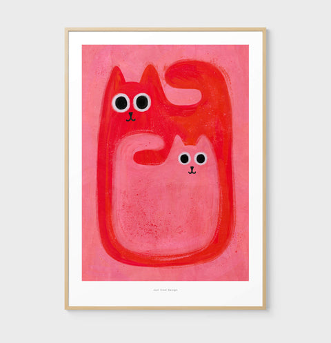 Two cats illustration art print