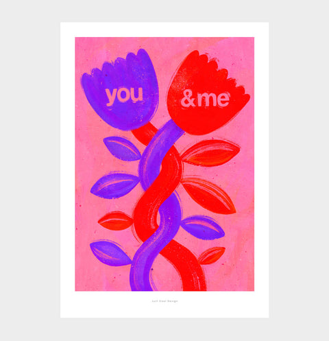 You & Me – Friendship Flowers Illustrated Art Print