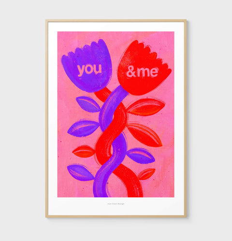You & Me – Friendship Flowers Illustrated Art Print