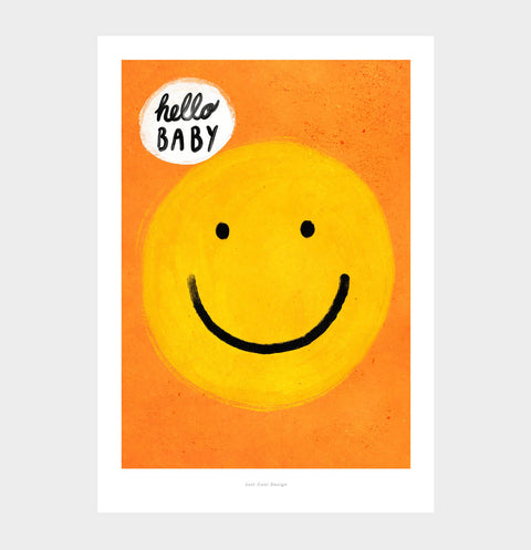 Hello Baby – Bright Smiling Face Illustration Art Print