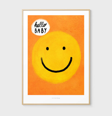 Hello Baby – Bright Smiling Face Illustration Art Print