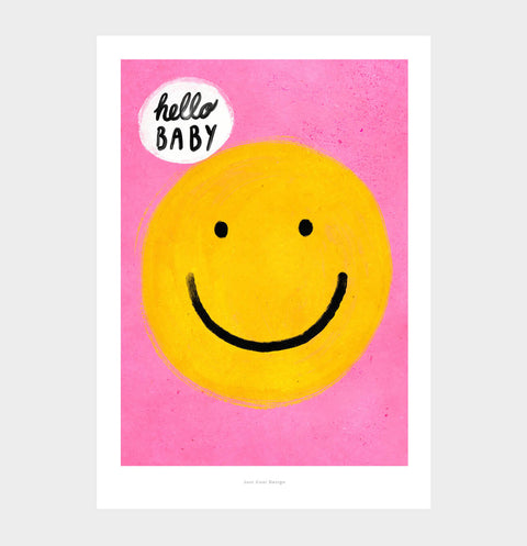 Hello Baby – Colorful Smiling Face Illustration Art Print