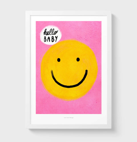 Hello Baby – Colorful Smiling Face Illustration Art Print