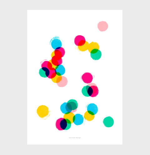 Abstract confetti poster wall art funny, large colorful wall art and bright abstract art. Minimalist prints with bright colors.