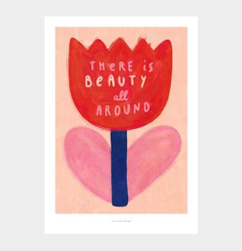Beautiful tulip illustration art print | Bold flower wall art print | Simple flower illustration poster