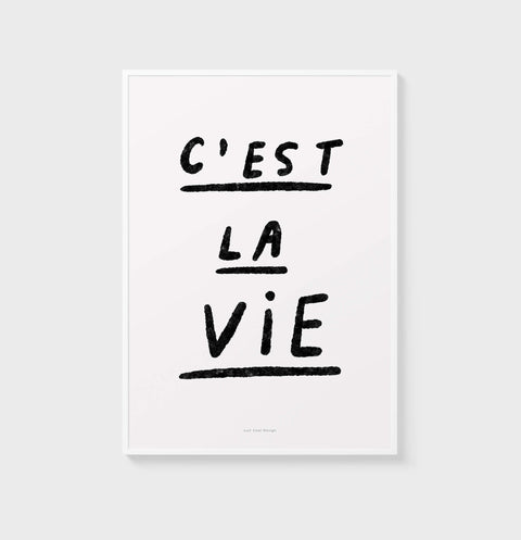 cest la vie print, black and white quote prints, france wall art