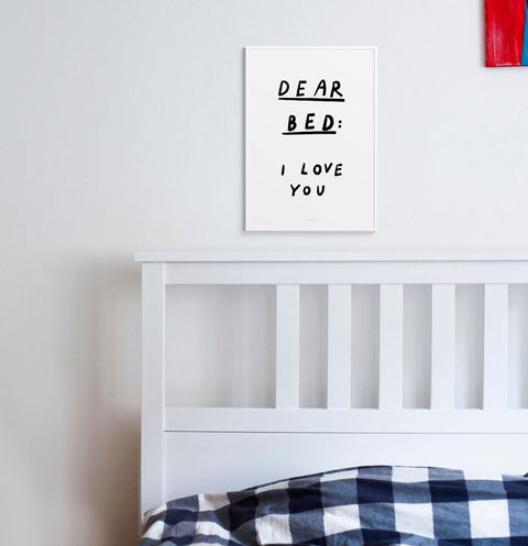dear bed i love you poster over the bed wall art for couples in black and white hand writing