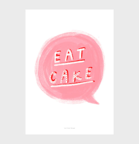 Eat Cake Quote Print – Colorful Pink Speech Bubble Wall Art for Fun & Sweet Decor