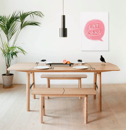 Eat Cake Quote Print – Colorful Pink Speech Bubble Wall Art for Fun & Sweet Decor