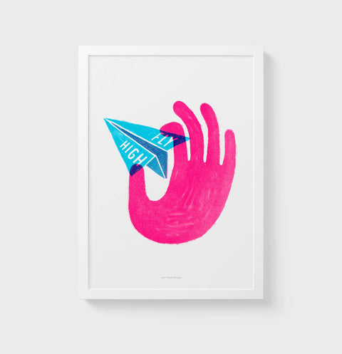 Fly High – Colorful Paper Airplane Inspirational Wall Art - Motivational Kids & Office Decor