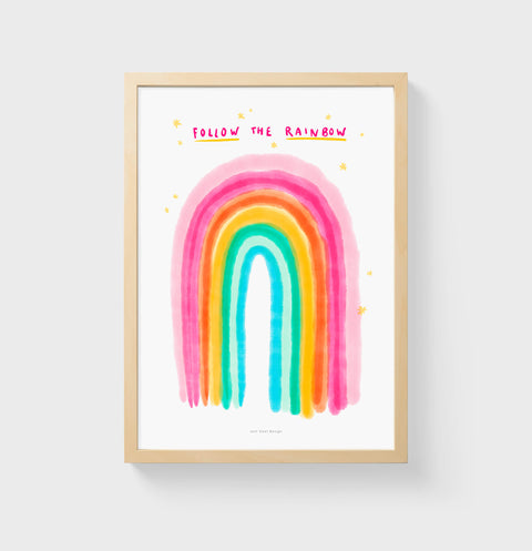 Follow the Rainbow – Watercolor Rainbow Print - Colorful Nursery & Kids Room Wall Art