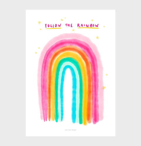 Follow the Rainbow – Watercolor Rainbow Print - Colorful Nursery & Kids Room Wall Art