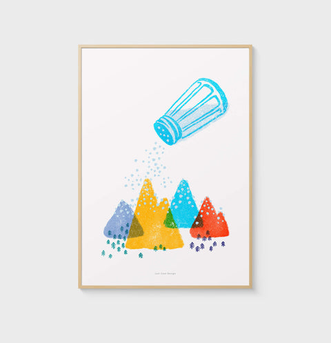 Let It Snow – Colorful Salt Shaker Winter Print - Whimsical Kitchen & Kids Room Wall Art