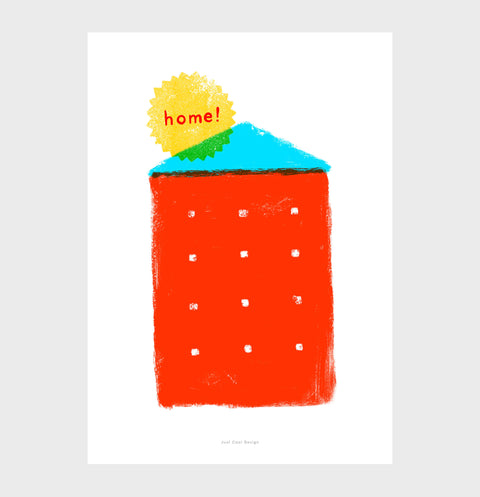 Home – Whimsical Primary Colors House Illustration Print - Playful & Nostalgic Wall Art