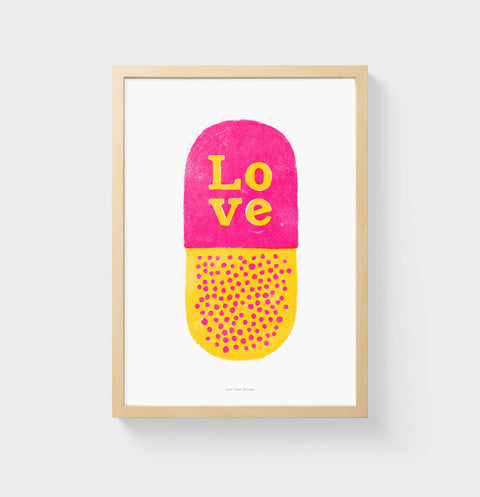 Love Is the Best Medicine – Playful love poster - Love Pill Illustration Print