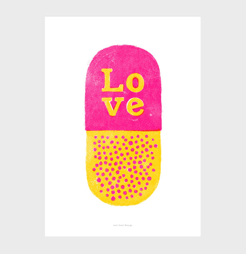 Love Is the Best Medicine – Playful love poster - Love Pill Illustration Print