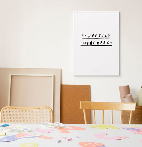 Perfectly Imperfect Minimalist Art Print – Black & White Inspirational Wall Decor