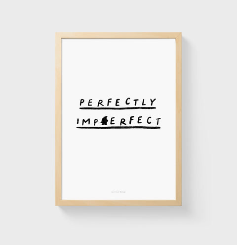 Perfectly Imperfect Minimalist Art Print – Black & White Inspirational Wall Decor