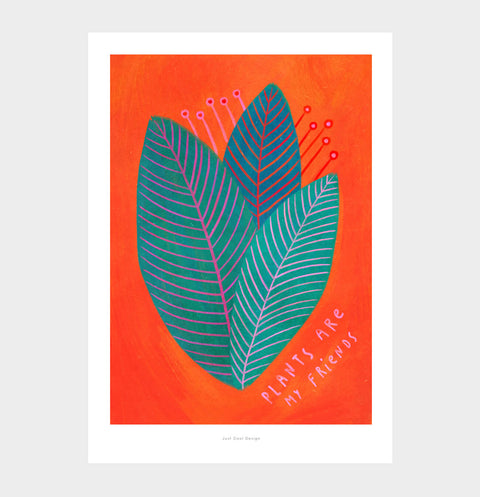 Plants are my friends - Botanical Green Leaves Illustration Print