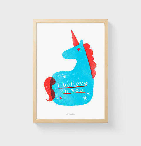 Colorful Unicorn Wall Art – Whimsical Hand-Painted Kids Room Print