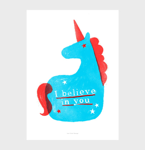 Colorful Unicorn Wall Art – Whimsical Hand-Painted Kids Room Print