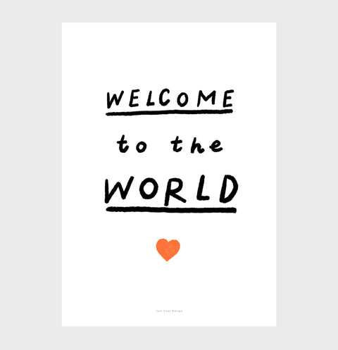 "Welcome to the World" Baby Wall Art – Cute Black & White Nursery Quote Print