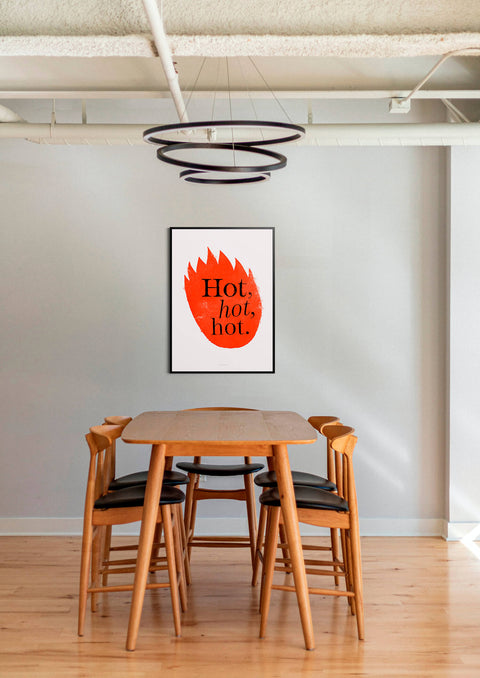 Fire flames illustration art print | trendy typography wall art