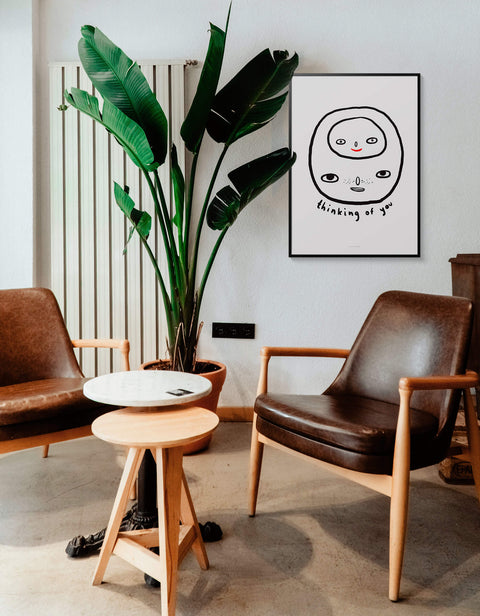 Thinking of you art print for mid century modern living rooms