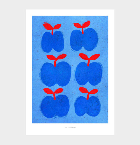 Blue apples illustration art print