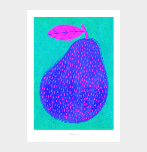 Blue pear illustration art print