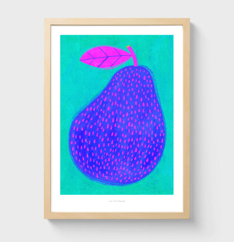 Blue pear illustration art print