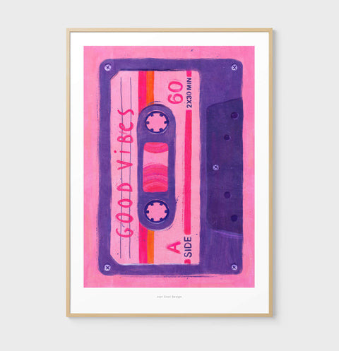 Good vibes music cassette illustration art print