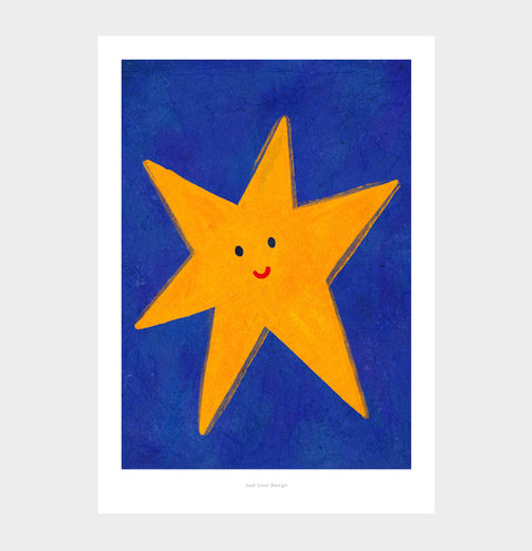 Yellow star illustration art print