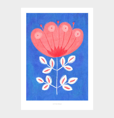 Pink flower illustration art print