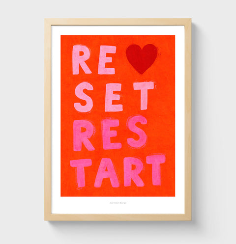 Reset Restart typography art print