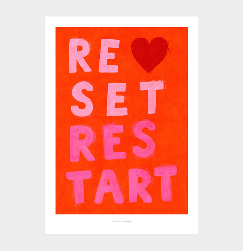 Reset Restart typography art print
