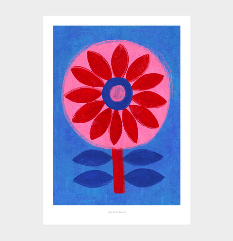 Retro flower illustration art print